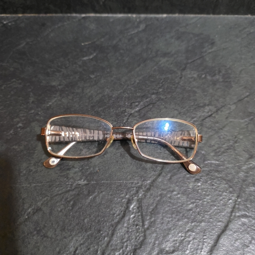 Michael Kors Gold Rectangular Glasses Clear Zebra… - image 1